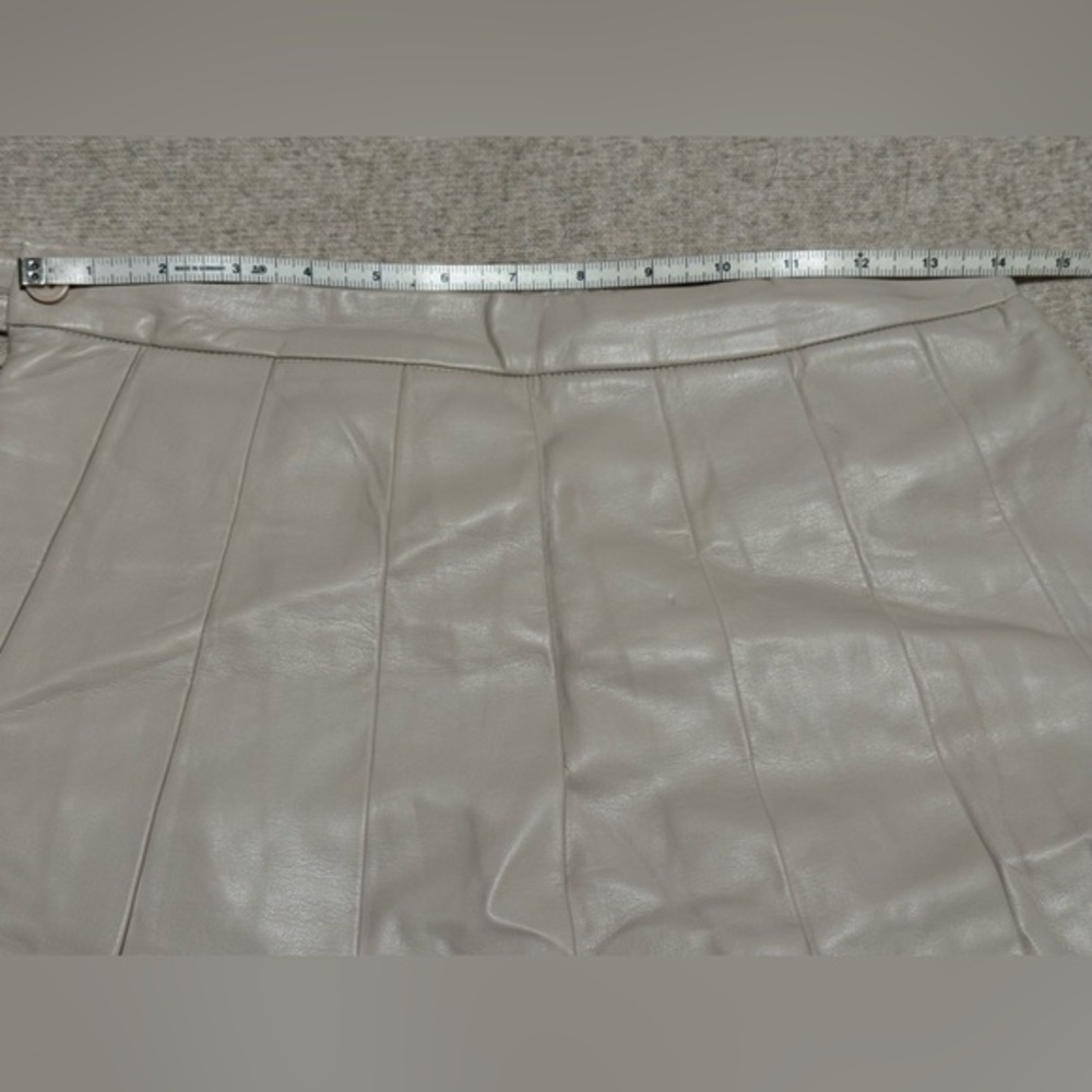 Neutral Taupe Faux Leather Skirt